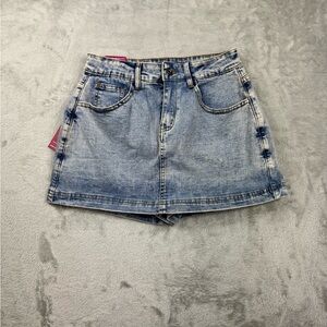 BISUAL Denim Skort Women High Waist Mini Skirt Casual Stretch Women Pockets S